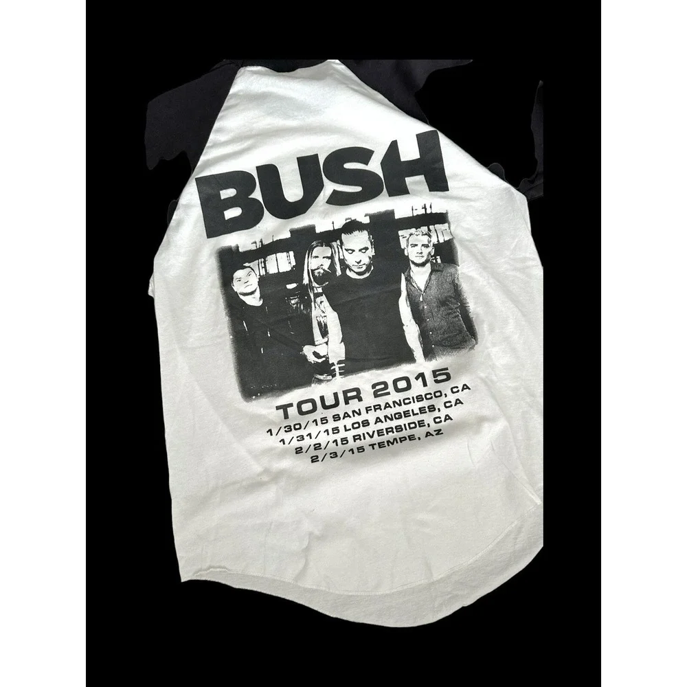 2015 Bush Tour Quarter Sleeve Shirt Black‎ White 90's Music Band Gavin Rosdale
